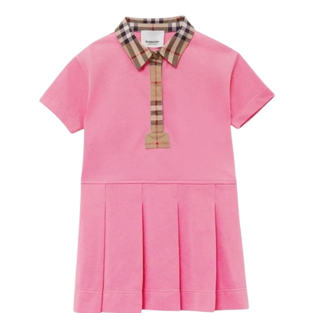 Burberry Check Collar Pollo Shirt Dress in‎ Blossom or Flamingo Pink 6 Months